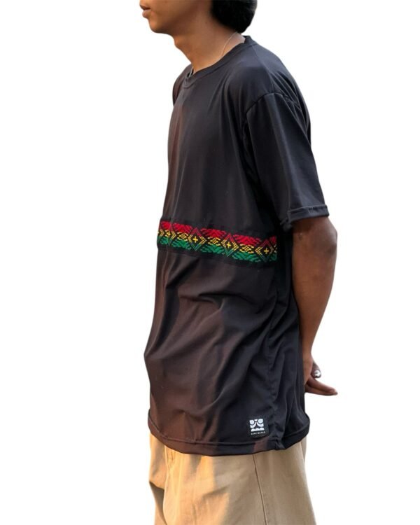 Playera mayas con bordado de cambaya artesanal,negra rasta