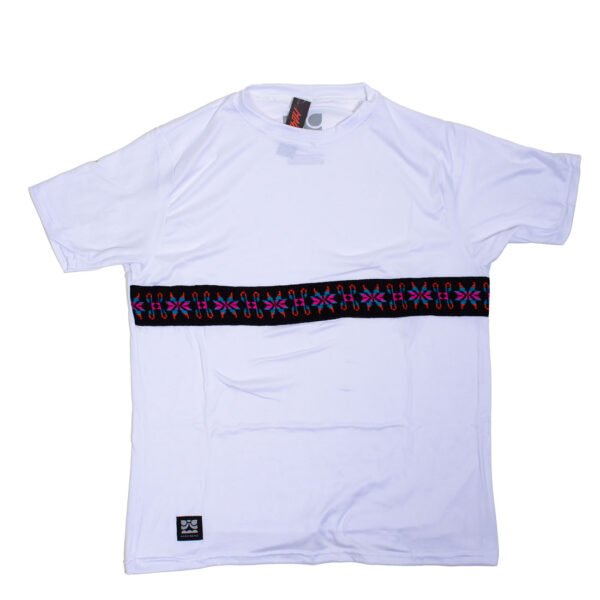 Playera Mayas Blanca Cambaya Flor naranja, azul,rosa